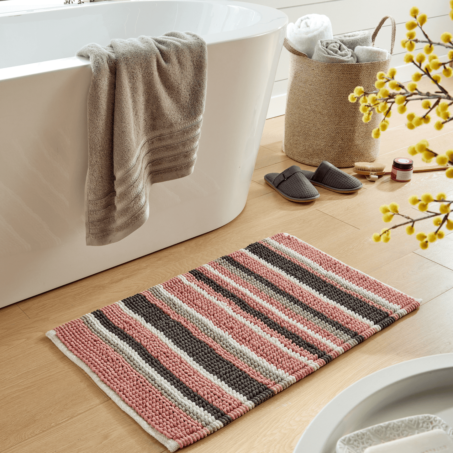 Super Soft Padstow Stripe Bathmat, Super Absorbent Bath Mats OLIVIA ROCCO Bath Mat