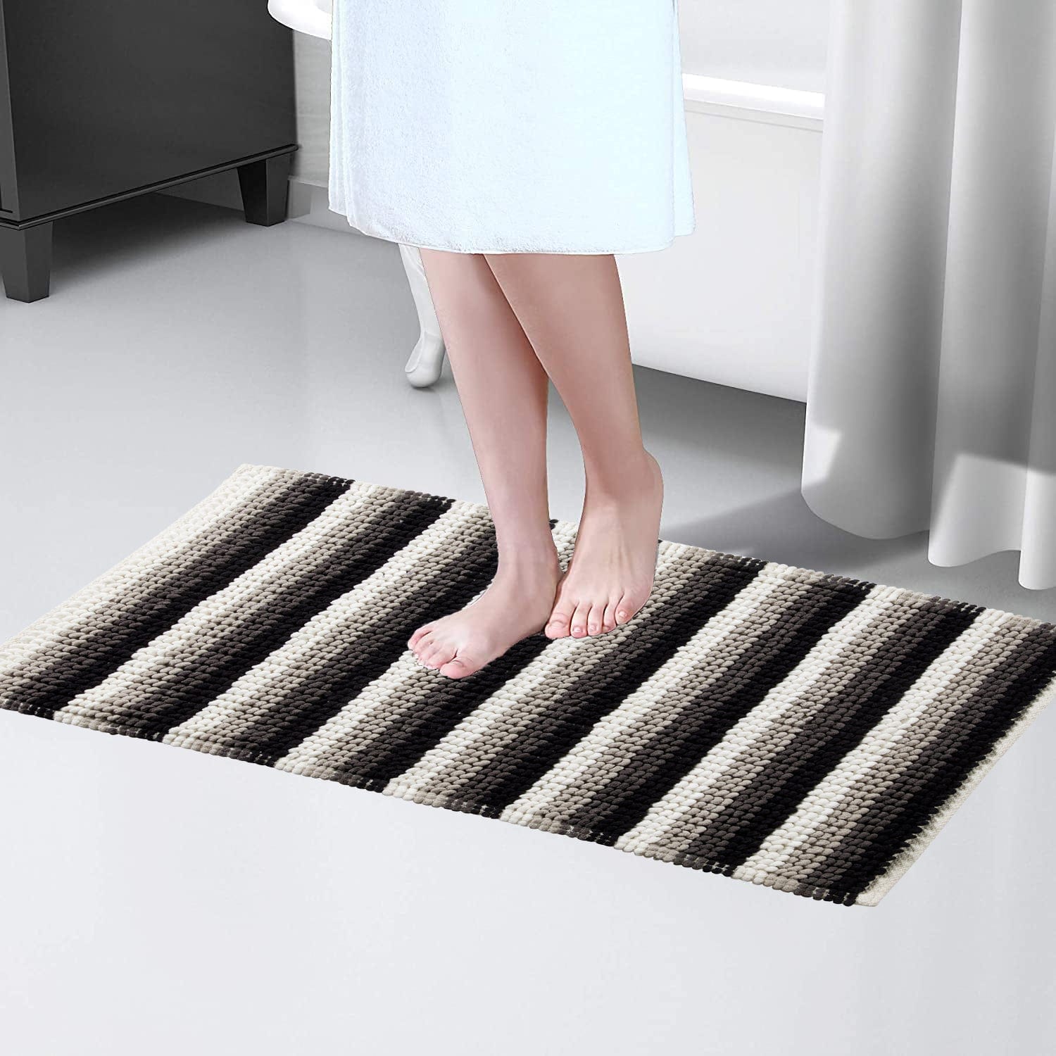Super Soft Padstow Stripe Bathmat, Super Absorbent Bath Mats OLIVIA ROCCO Bath Mat