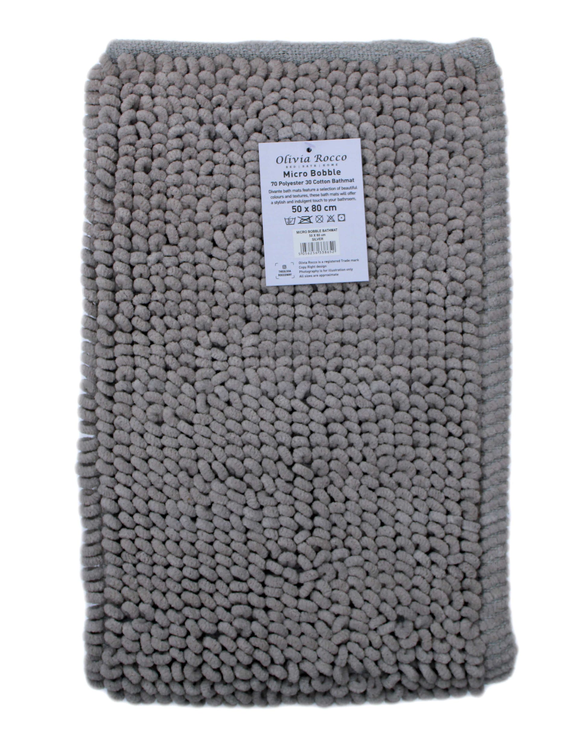 Pebbles Micro Bobble Eco-Friendly Pure Indian Cotton Hand-Woven Bath Mat with Knitted Design for Comfort and Durability by OLIVIA ROCCO Bath Mat