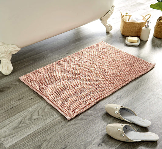 Pebbles Micro Bobble Eco-Friendly Pure Indian Cotton Hand-Woven Bath Mat with Knitted Design for Comfort and Durability by OLIVIA ROCCO PINK Bath Mat