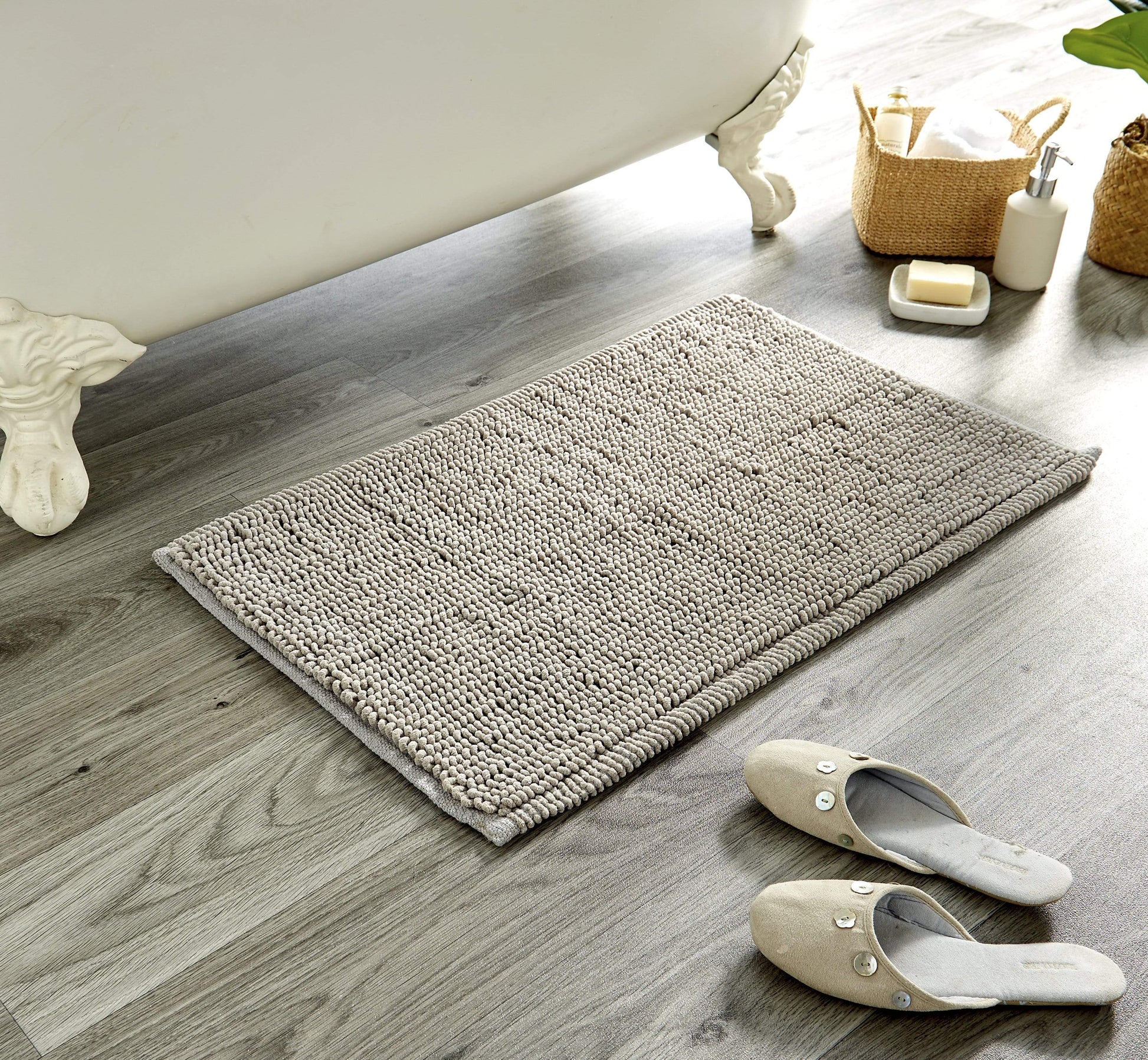 Pebbles Micro Bobble Eco-Friendly Pure Indian Cotton Hand-Woven Bath Mat with Knitted Design for Comfort and Durability by OLIVIA ROCCO SILVER Bath Mat