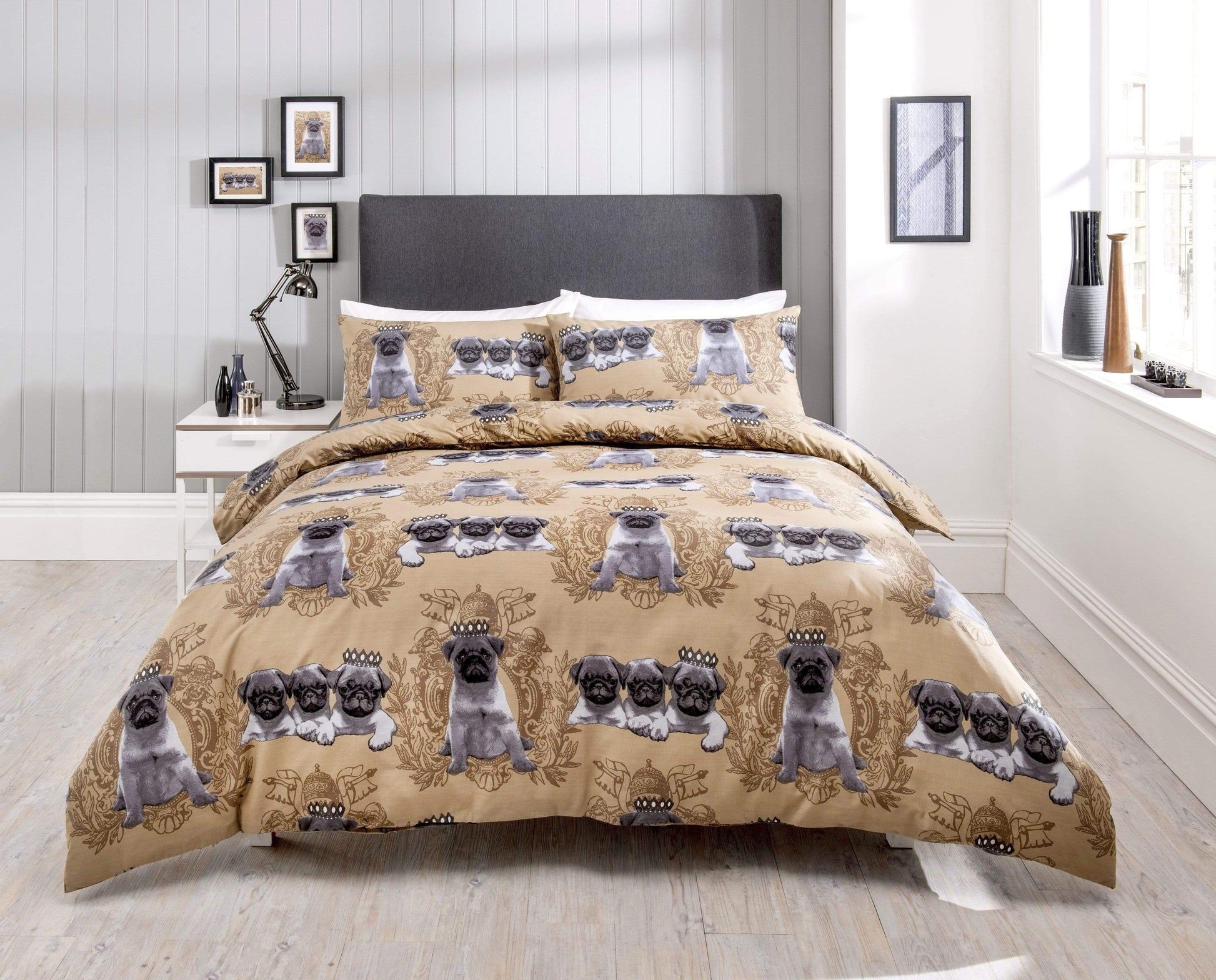Pugs Duvet Set DOUBLE / NATURAL OLIVIA ROCCO Duvet Cover