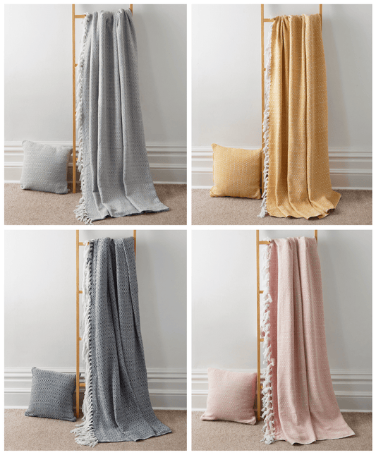 Regal Handwoven Pure Cotton Throw Blanket with Diamond Geometric Pattern Eco-Friendly Durable Bedspread Sofa Cover in Multiple Sizes by OLIVIA ROCCO Throw