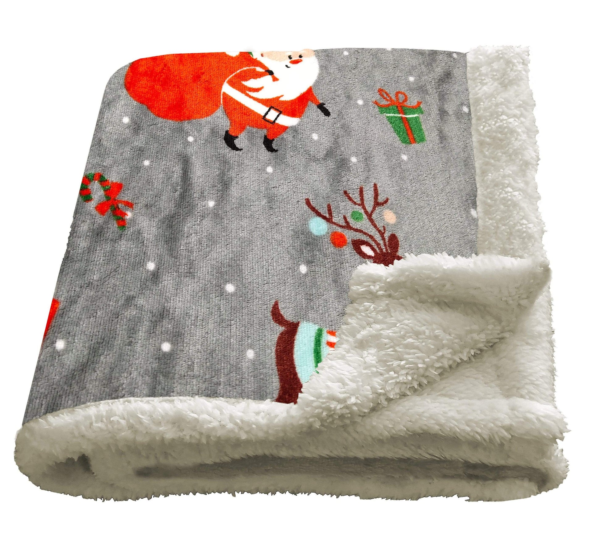 Santa Christmas Presents Reversible Teddy Fleece Duvet Cover Set Luxurious Faux Fur Bedding, Warm and Cozy Holiday Comfort OEKO-TEX Certified by OLIVIA ROCCO THROW Duvet Cover