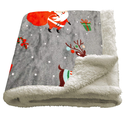Santa Christmas Presents Reversible Teddy Fleece Duvet Cover Set Luxurious Faux Fur Bedding, Warm and Cozy Holiday Comfort OEKO-TEX Certified by OLIVIA ROCCO THROW Duvet Cover