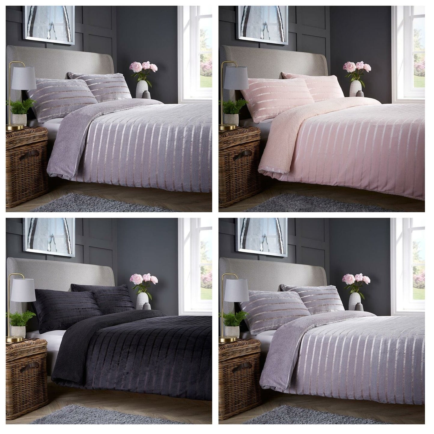 Stripe Reversible Teddy Duvet Set OLIVIA ROCCO Duvet Cover