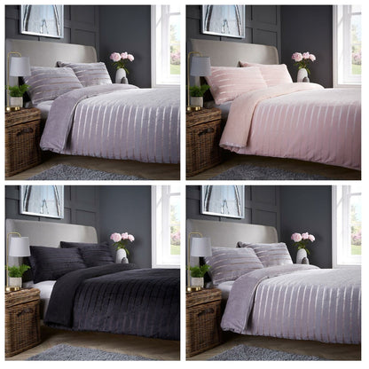 Stripe Reversible Teddy Duvet Set OLIVIA ROCCO Duvet Cover