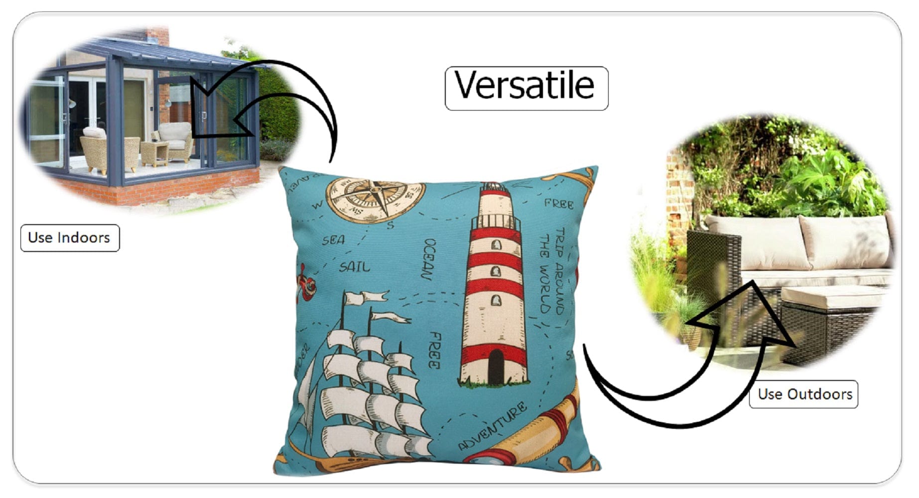 Printed Waterproof Cushions SEASIDE / 43 x 43 Cm OLIVIA ROCCO Cushions