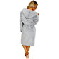 Shimmer Grey Plush Fleece Hooded Robe Dressing Gown With Reversible Sherpa Lining Daisy Dreamer Dressing Gown