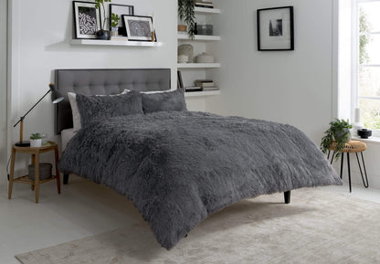 Snuggle & Cuddle Duvet Set, Fluffy Huggable Bed Cover SINGLE / CHARCOAL OLIVIA ROCCO Duvet Cover