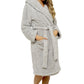 Soft Grey Teddy Fleece Hooded Robe Dressing Gown Daisy Dreamer Dressing Gown