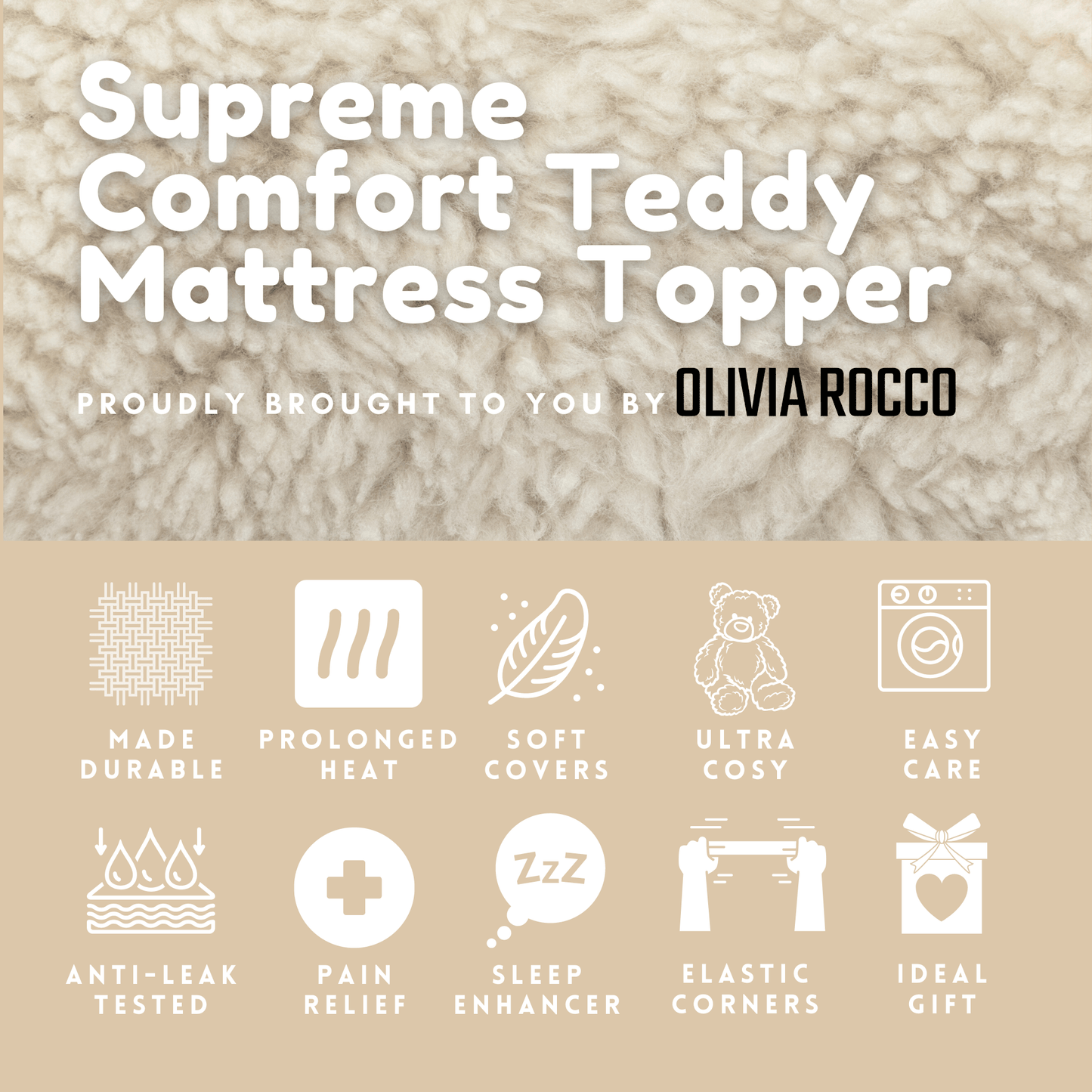 Supreme Comfort Teddy Mattress Topper, Intelligent Warmth Bed Enhancer OLIVIA ROCCO Mattress Topper