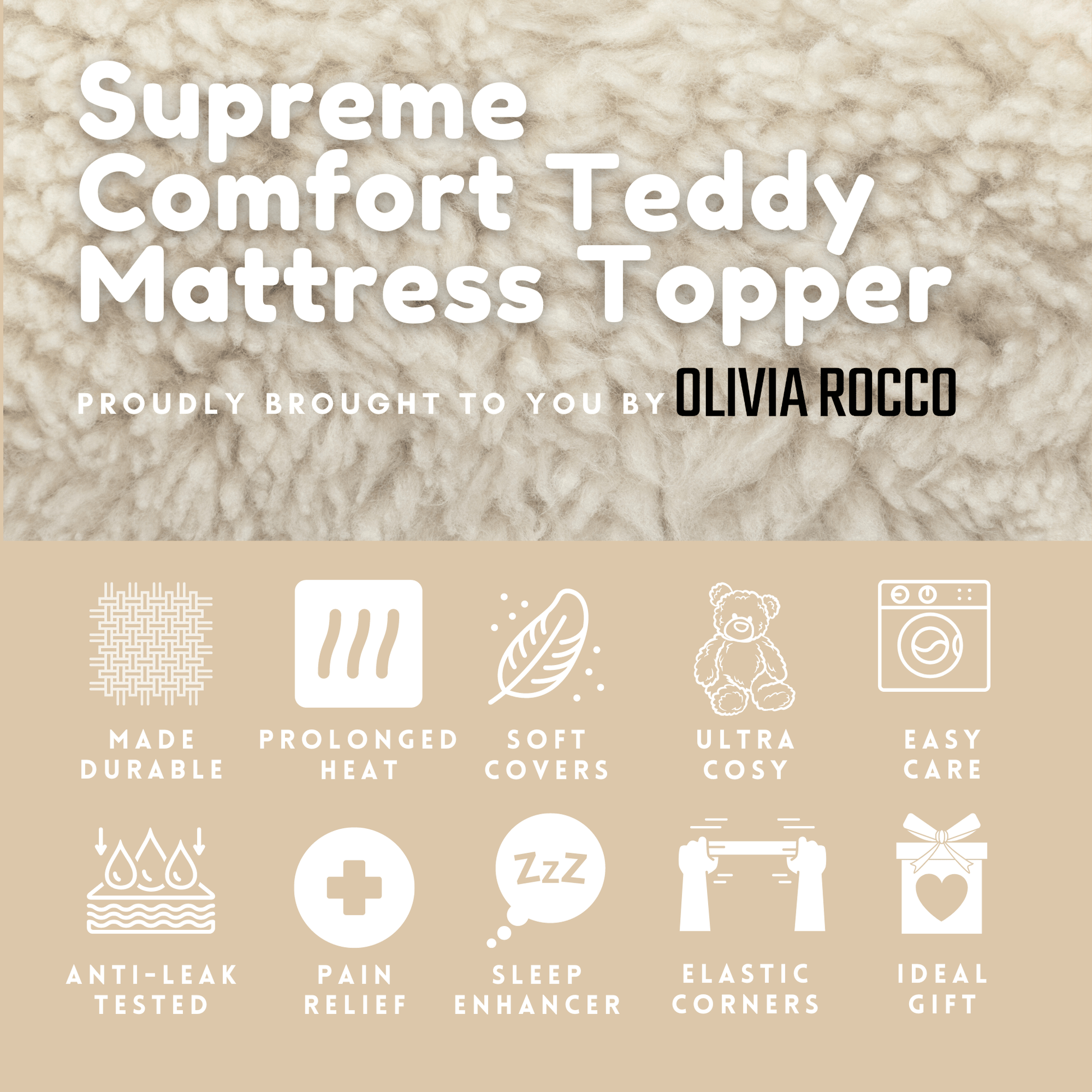 Supreme Comfort Teddy Mattress Topper, Intelligent Warmth Bed Enhancer OLIVIA ROCCO Mattress Topper