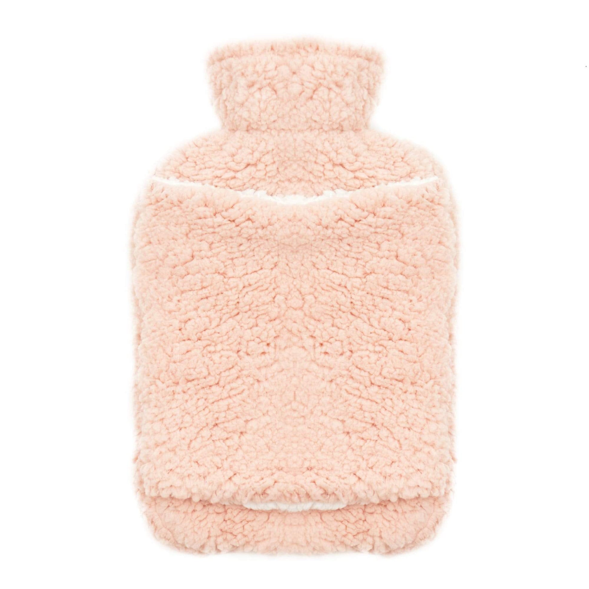 Teddy Fleece Hot Water Bottle With Pocket Hand Warmer, 2L Capacity PINK OLIVIA ROCCO Hot Water Bottle