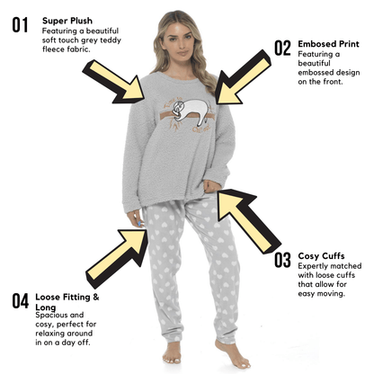 Sloth Snuggle Teddy Fleece Pyjama Set Daisy Dreamer Pyjamas