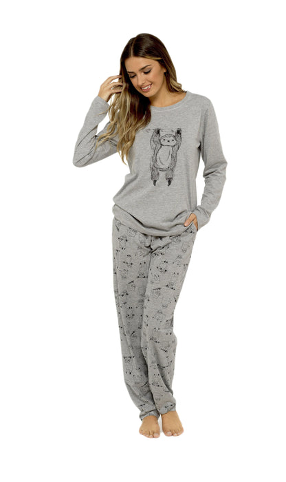 Lazy Sloth Grey Cotton Pyjama Set Daisy Dreamer Pyjamas