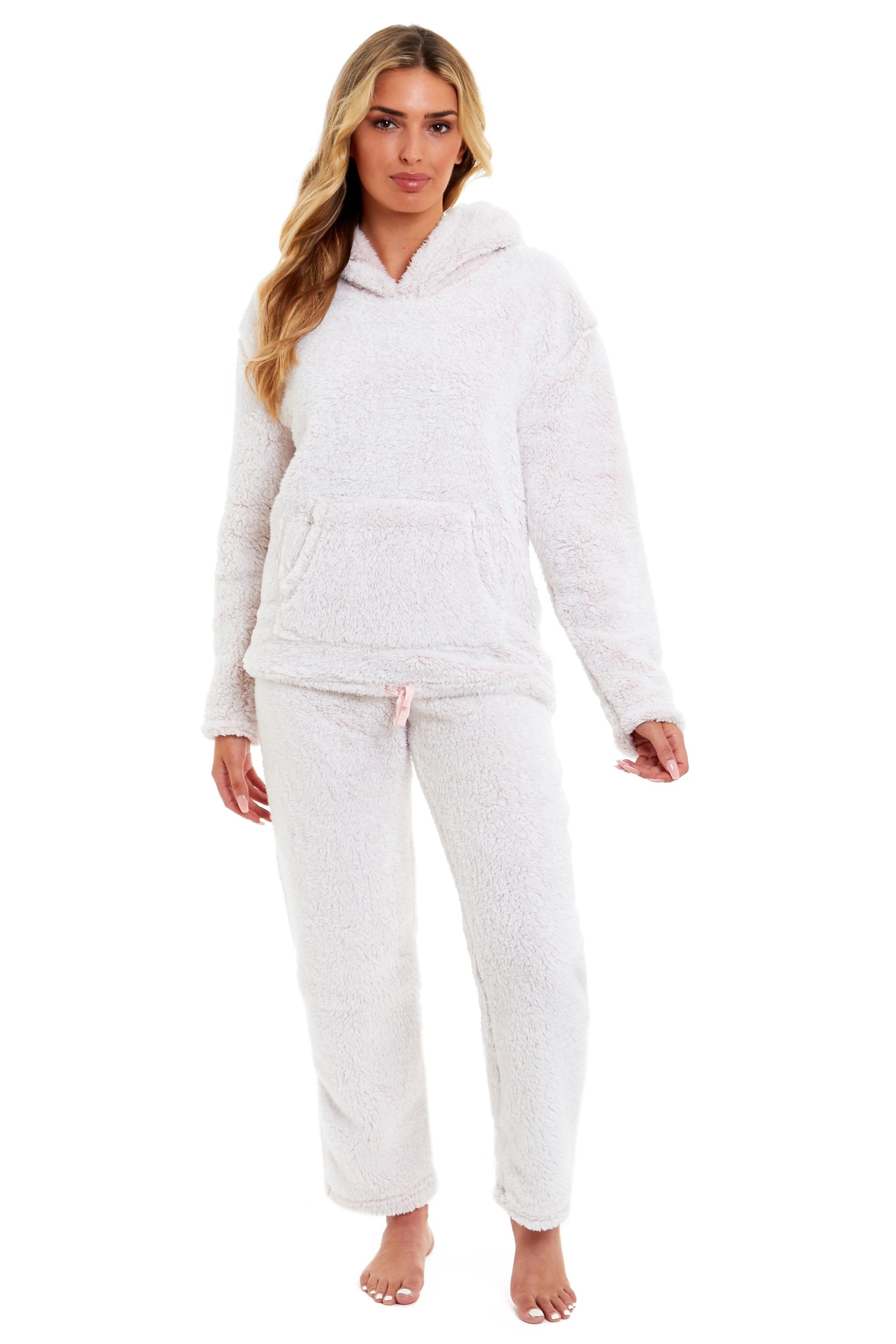 Pink Plush Fleece Hooded Pyjama Set Daisy Dreamer Pyjamas