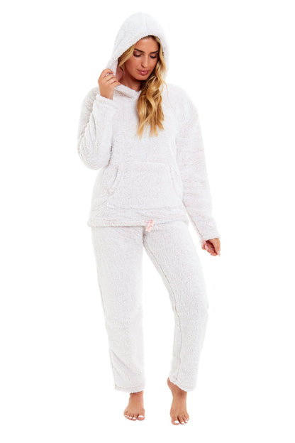 Pink Plush Fleece Hooded Pyjama Set Daisy Dreamer Pyjamas