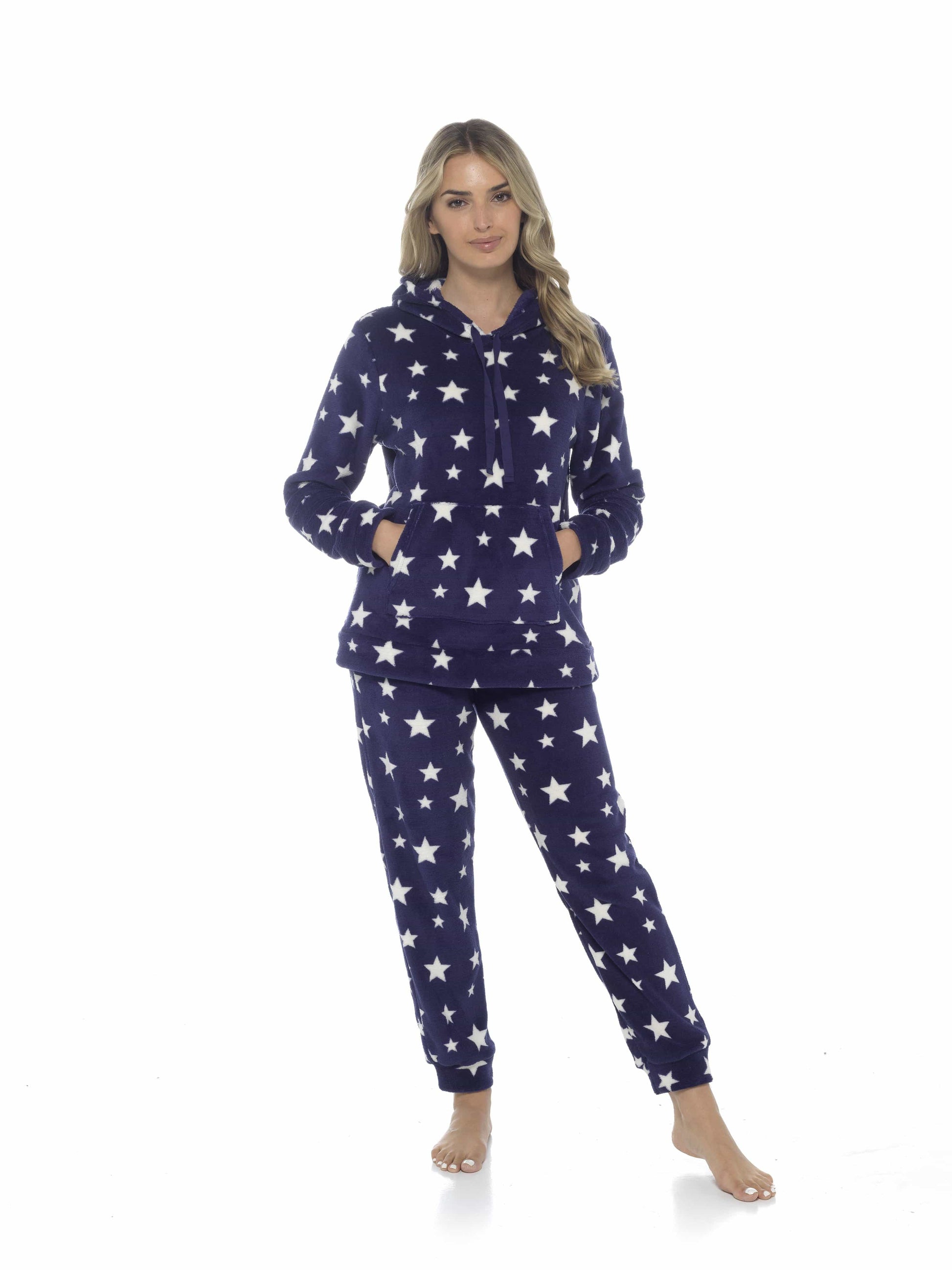 Stars Plush Fleece Hooded Pyjama Set Daisy Dreamer Pyjamas