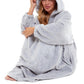 Women's Plush Hooded Poncho Blanket, Oversized Flannel Fleece Hoodie Top Daisy Dreamer Dressing Gown