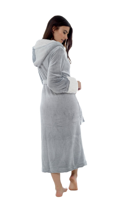Ladies Shimmer Fleece Dressing Gown Luxury Soft Plush Bath Robe For Women's Daisy Dreamer Dressing Gown