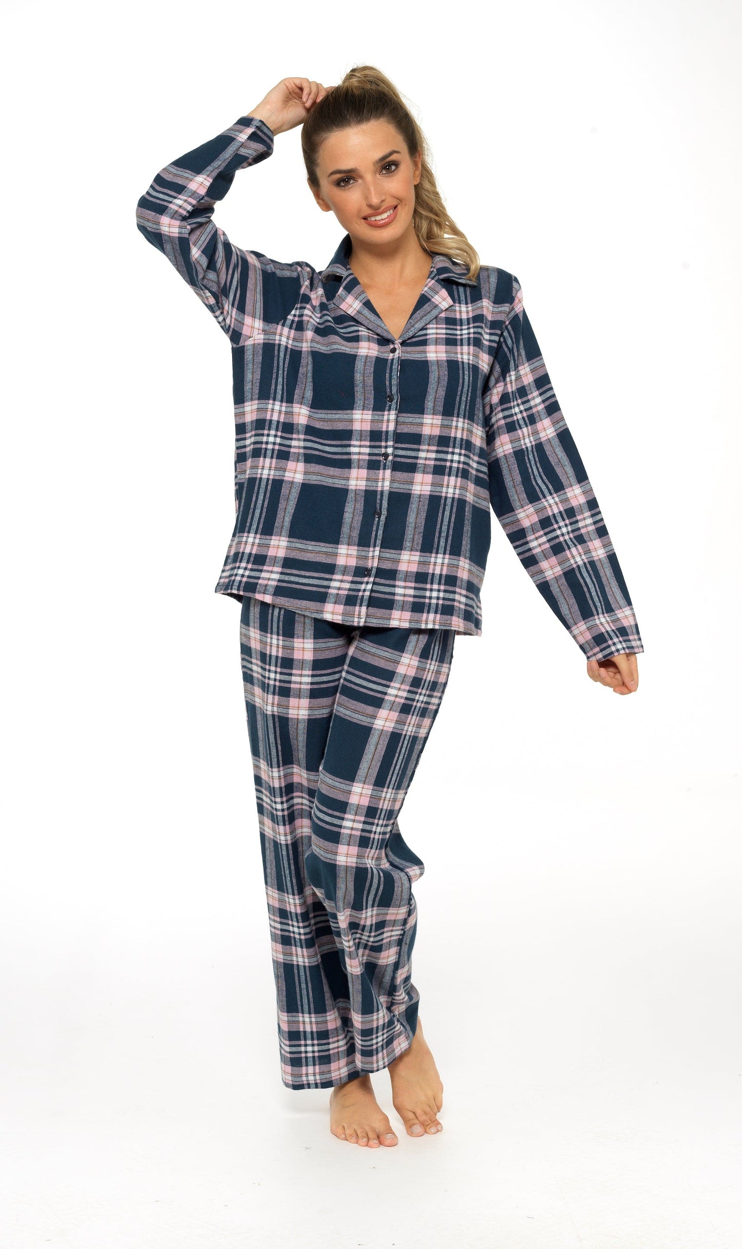 Flannelette Check Pyjama Set, Soft Brushed Cotton PJs Daisy Dreamer Pyjamas