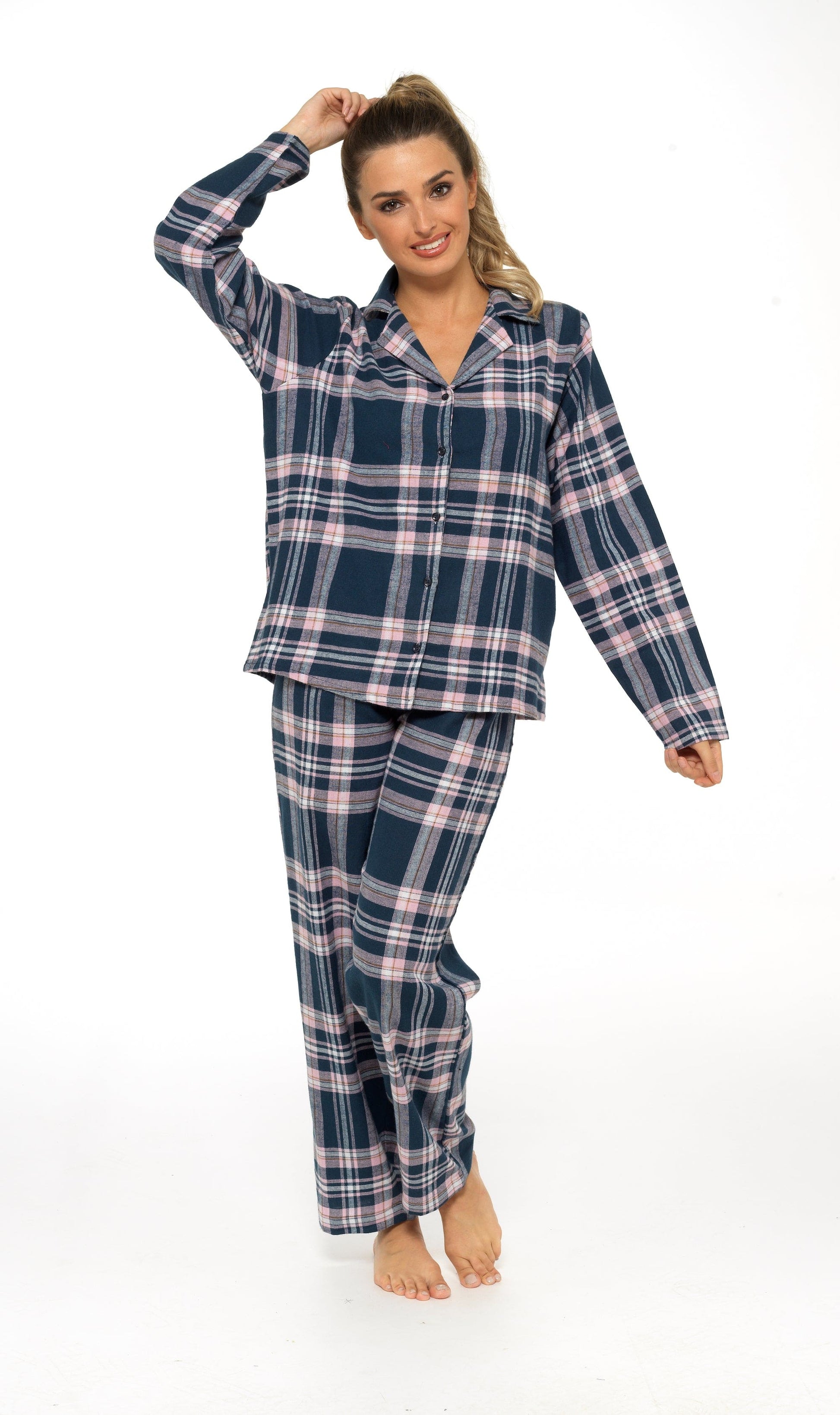 Flannelette Check Pyjama Set, Soft Brushed Cotton PJs Daisy Dreamer Pyjamas