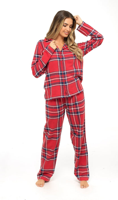 Flannelette Check Pyjama Set, Soft Brushed Cotton PJs Daisy Dreamer Pyjamas