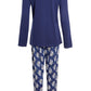 Women's Soft Navy Tiger Pyjama Lounge Set, Ladies Everyday PJs Daisy Dreamer Sleepwear & Loungewear