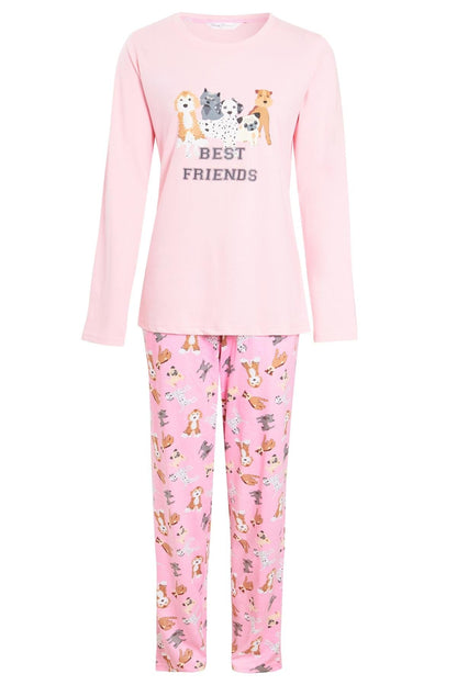 Women's Soft Pink Dogs Pyjama Lounge Set, Ladies Everyday PJs PINK DOGS / S Daisy Dreamer Sleepwear & Loungewear
