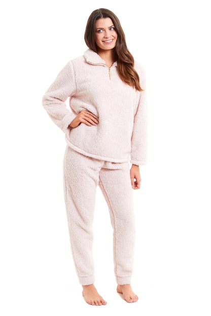 Teddy Fleece Lounge Set Fluffy Cosy Zip Pyjama Daisy Dreamer Pyjamas