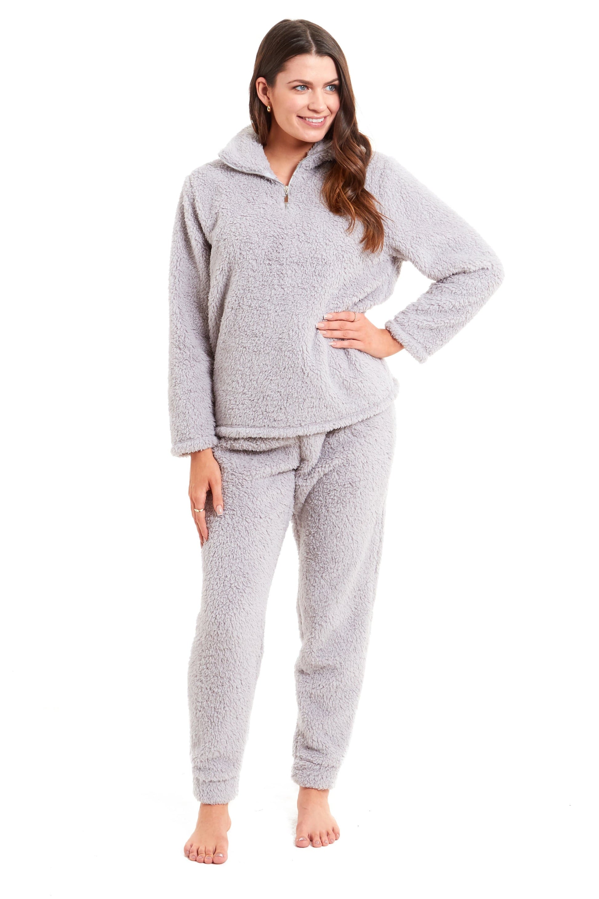Teddy Fleece Lounge Set Fluffy Cosy Zip Pyjama Daisy Dreamer Pyjamas