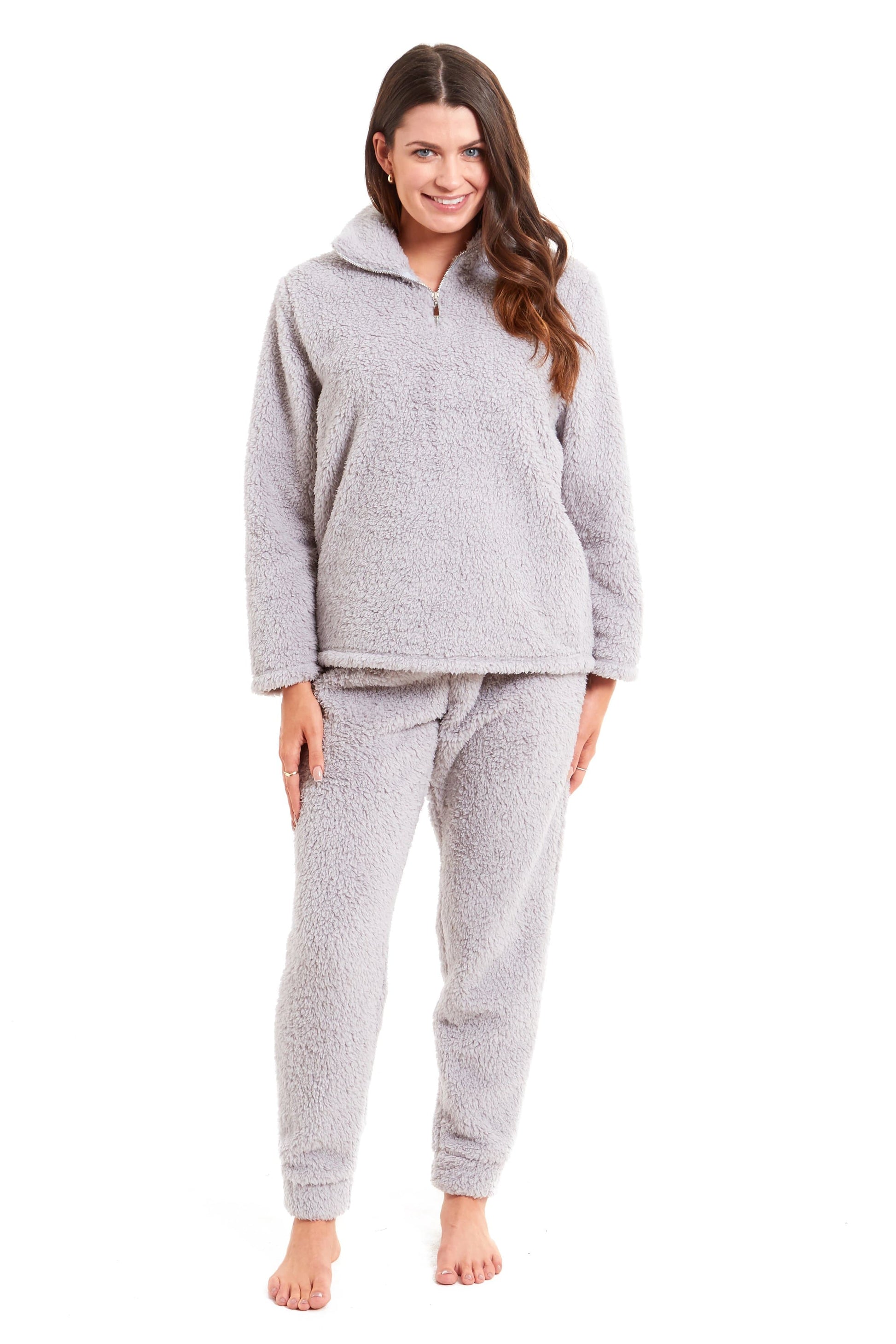 Teddy Fleece Lounge Set Fluffy Cosy Zip Pyjama Daisy Dreamer Pyjamas