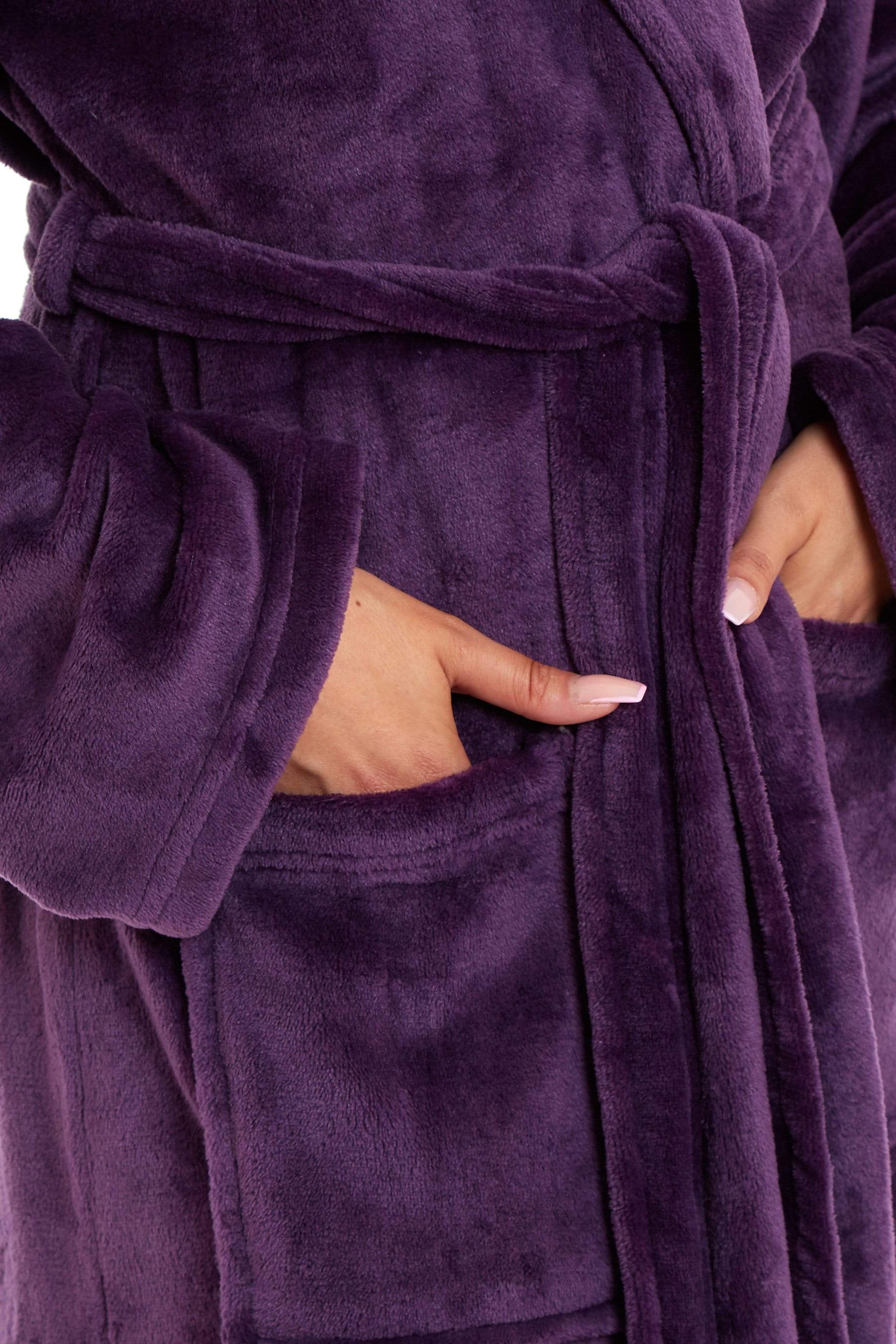 Purple Luxury Towelling Robe With Hood UNISEX LUXURY EGYPTIAN