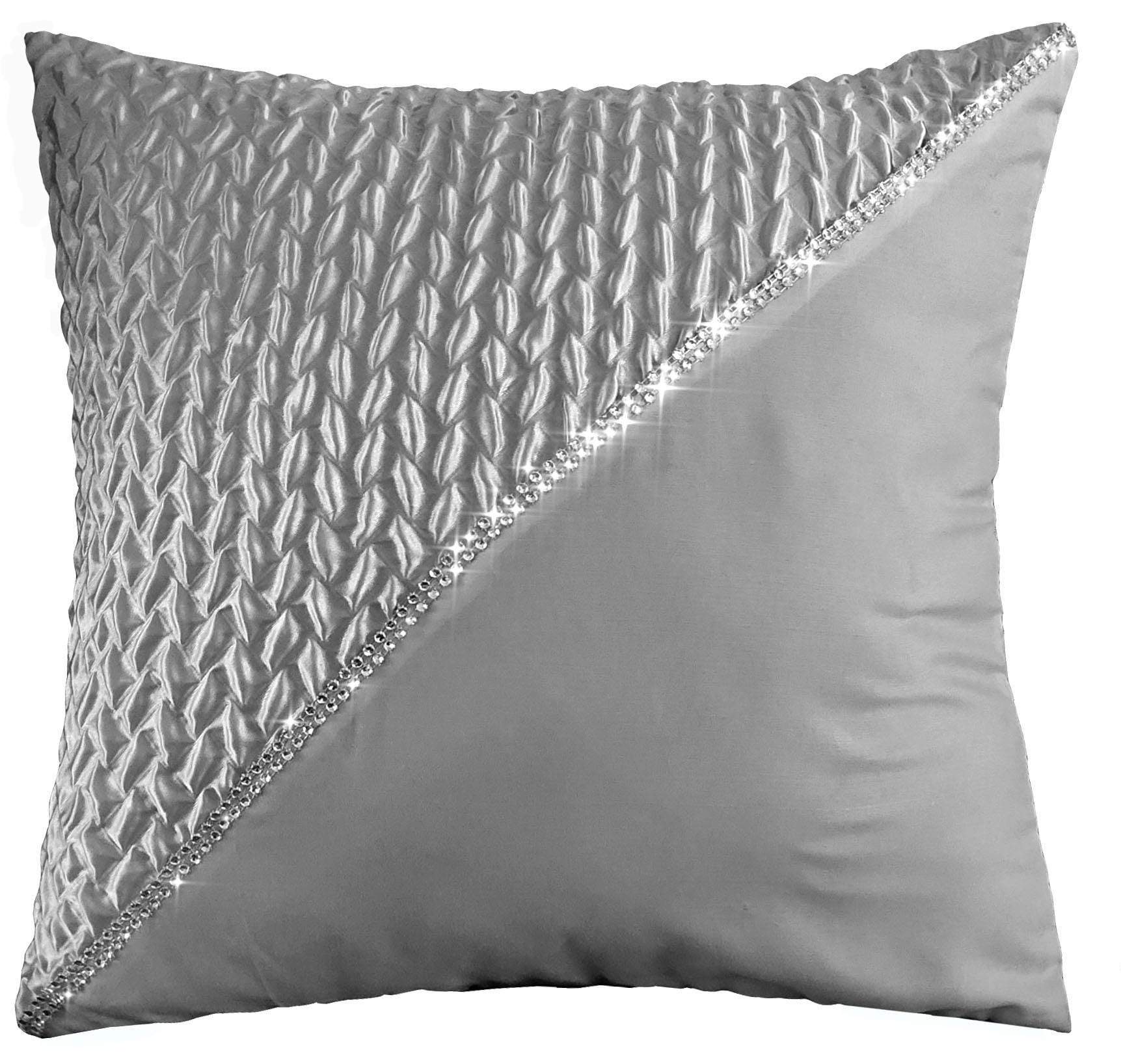 Zenia Luxurious Duvet Cover Set with Quilted Trim and Diamante Detailing  Available in Single Double Kingb and Super King Sizes by OLIVIA ROCCO SILVER / CUSHION COVER Duvet Cover