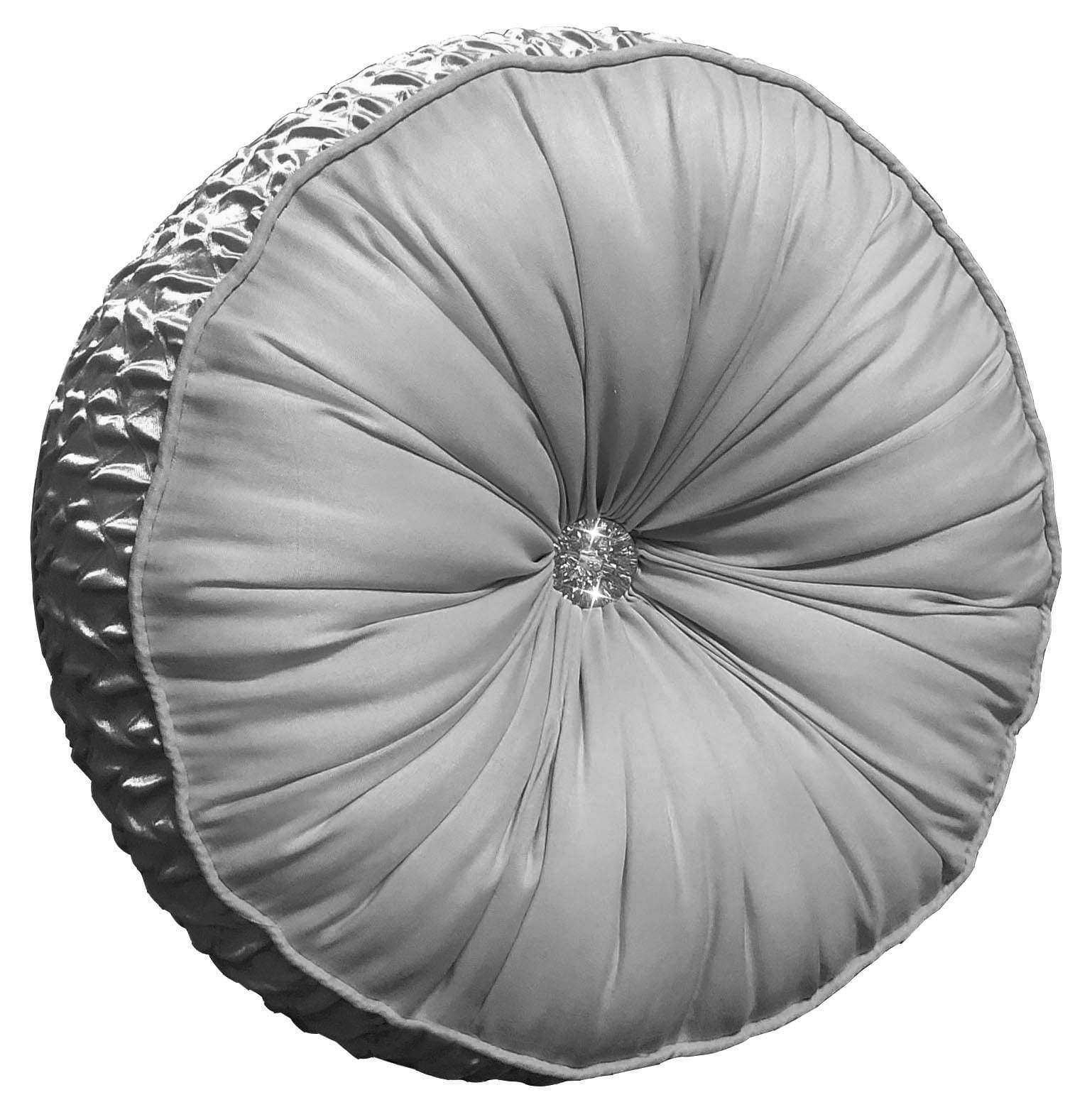Zenia Luxurious Duvet Cover Set with Quilted Trim and Diamante Detailing  Available in Single Double Kingb and Super King Sizes by OLIVIA ROCCO SILVER / ROUND CUSHION Duvet Cover